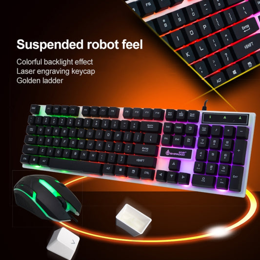 SHIPADOO D280 Wired RGB Backlight Mechanical Feel Suspension Keyboard + 3D Cool Mouse Kit for Laptop, PC(Black) by SHIPADOO