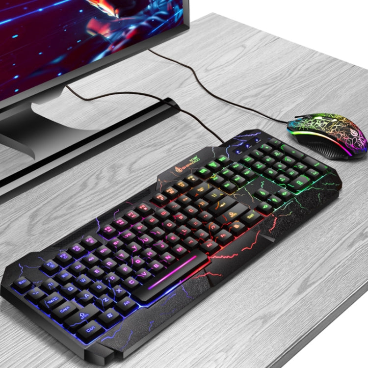 SHIPADOO D620 104-key Wired RGB Color Cracked Backlight Gaming Keyboard Mouse Kit for Laptop, PC - Wired Keyboard by SHIPADOO | Online Shopping UK | buy2fix