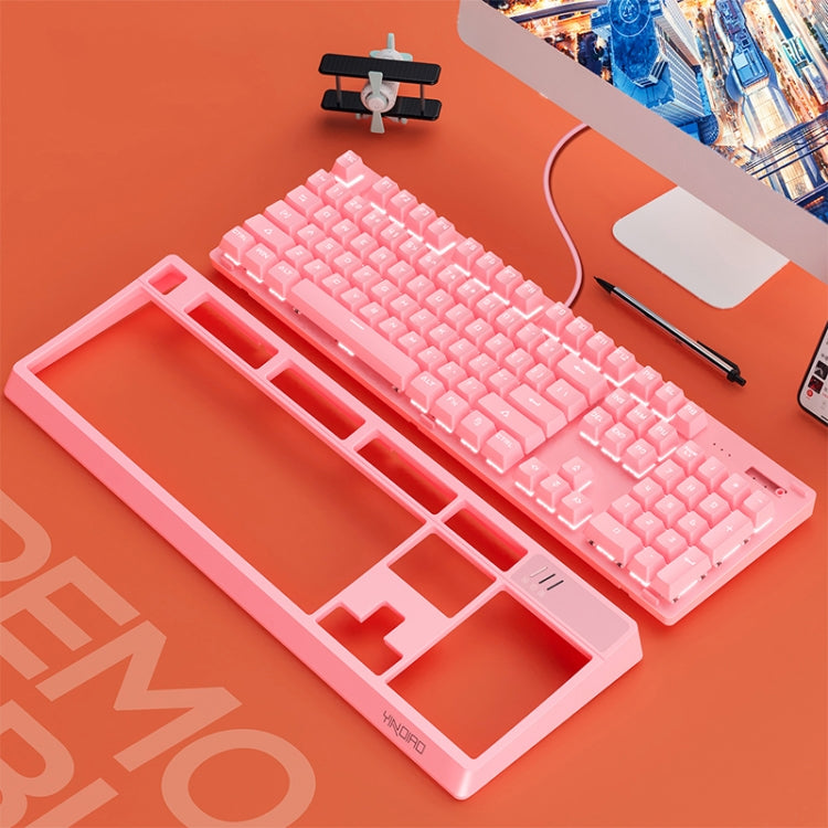 YINDIAO K300 USB Detachable Panel Mechanical Lighting Blue Shaft Gaming Wired Keyboard (Pink) - Wired Keyboard by YINDIAO | Online Shopping UK | buy2fix