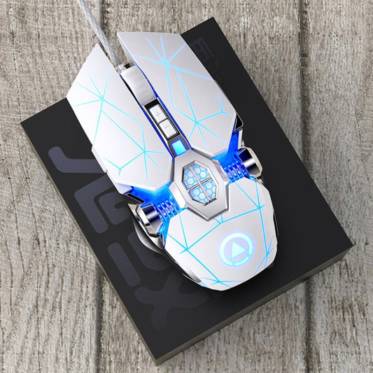 YINDIAO 3200DPI 4-modes Adjustable 7-keys RGB Light Wired Gaming Mechanical Mouse, Style: Silent Version(White) by YINDIAO