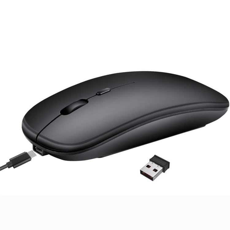 HXSJ M90 2.4GHz Ultrathin Mute Rechargeable Dual Mode Wireless Bluetooth Notebook PC Mouse(Black) by HXSJ