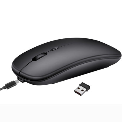 HXSJ M90 2.4GHz Ultrathin Mute Rechargeable Dual Mode Wireless Bluetooth Notebook PC Mouse(Black) by HXSJ