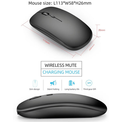 HXSJ M90 2.4GHz Ultrathin Mute Rechargeable Dual Mode Wireless Bluetooth Notebook PC Mouse(Black) by HXSJ