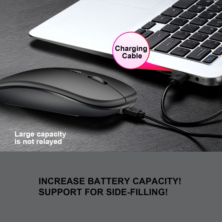 HXSJ M90 2.4GHz Ultrathin Mute Rechargeable Dual Mode Wireless Bluetooth Notebook PC Mouse(Black) by HXSJ