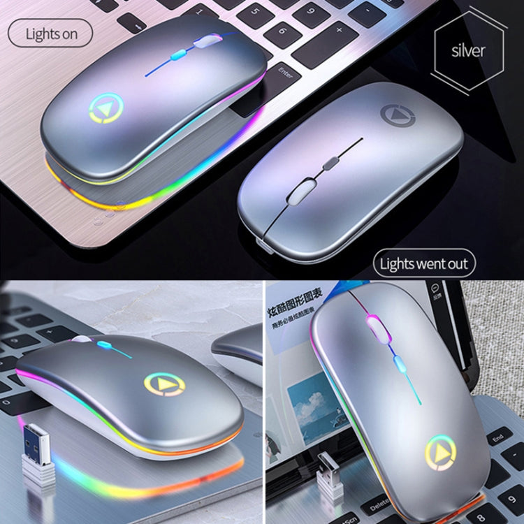 YINDIAO A2 2.4GHz 1600DPI 3-modes Adjustable RGB Light Rechargeable Wireless Silent Mouse (Grey) - Computer & Networking by YINDIAO | Online Shopping UK | buy2fix