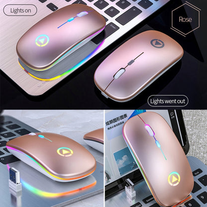 YINDIAO A2 BT3.0 + BT5.0 + 2.4GHz 1600DPI 3-modes Adjustable RGB Light Wireless Silent Bluetooth Mouse (Rose Gold) - Wireless Mice by YINDIAO | Online Shopping UK | buy2fix