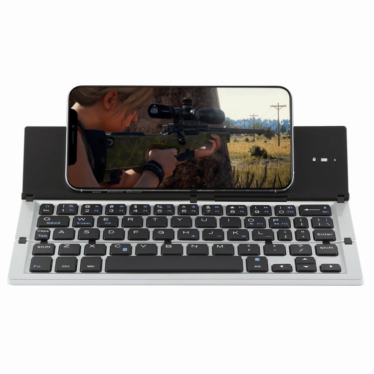 GK608 Ultra-thin Foldable Bluetooth V3.0 Keyboard, Built-in Holder, Support Android / iOS / Windows System (Grey) - Wireless Keyboard by buy2fix | Online Shopping UK | buy2fix