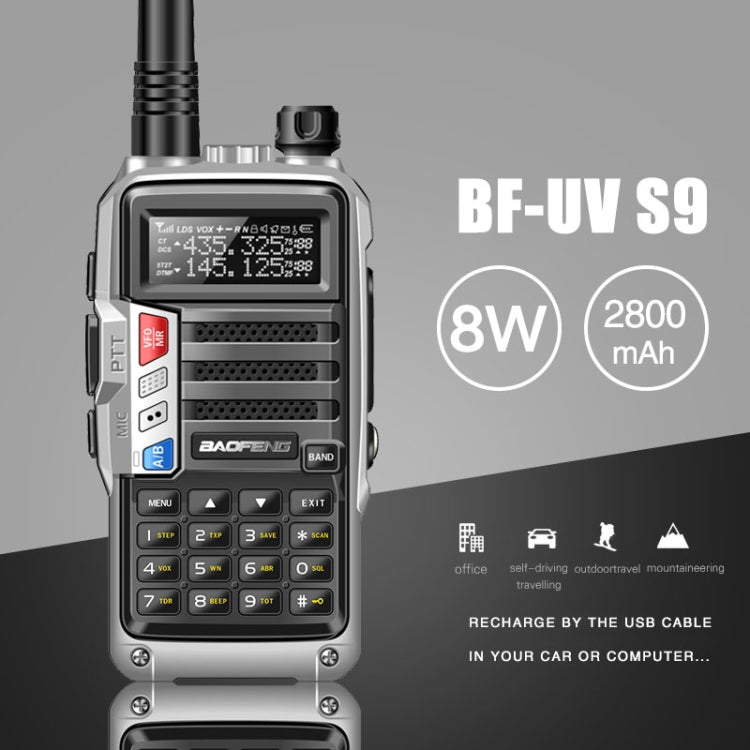 Baofeng BF-UV5R Plus S9 FM Interphone Handheld Walkie Talkie, US Plug (Black) by BAOFENG