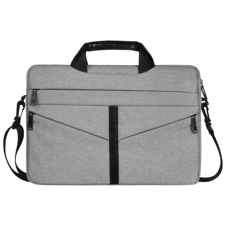 15.6 inch Breathable Wear-resistant Fashion Business Shoulder Handheld Zipper Laptop Bag with Shoulder Strap (Light Grey) - 14.1 inch by buy2fix | Online Shopping UK | buy2fix