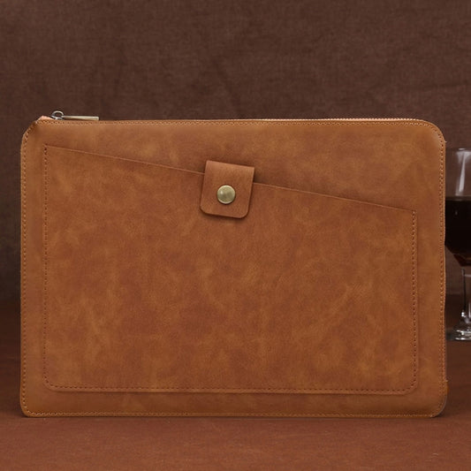 11.6 inch Genuine Leather Zipper Laptop Tablet Bag, For Macbook, Samsung, Lenovo, Sony, DELL Alienware, CHUWI, ASUS, HP 11.6 inch and Below Laptop (Brown) by buy2fix