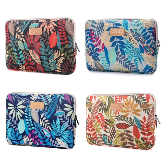 Lisen 7.0 inch Sleeve Case Colorful Leaves Zipper Briefcase Carrying Bag(Blue) by buy2fix