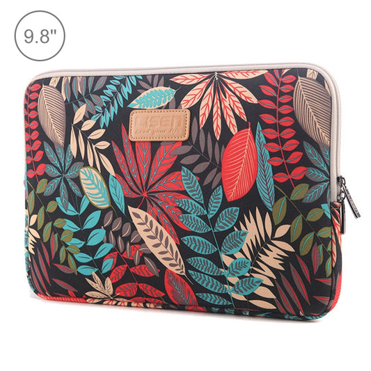 Lisen 9.8 inch Sleeve Case Colorful Leaves Zipper Briefcase Carrying Bag(Black) by buy2fix