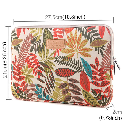 Lisen 9.8 inch Sleeve Case Colorful Leaves Zipper Briefcase Carrying Bag(White) by buy2fix