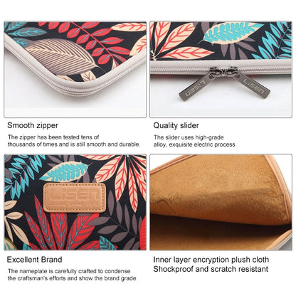 Lisen 9.8 inch Sleeve Case Colorful Leaves Zipper Briefcase Carrying Bag(Blue) by buy2fix