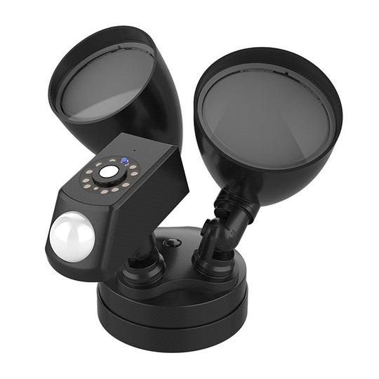 20W LED Smart Sensor Outdoor Floodlight with 1080P Security Camera, 4000K White Light (Black)