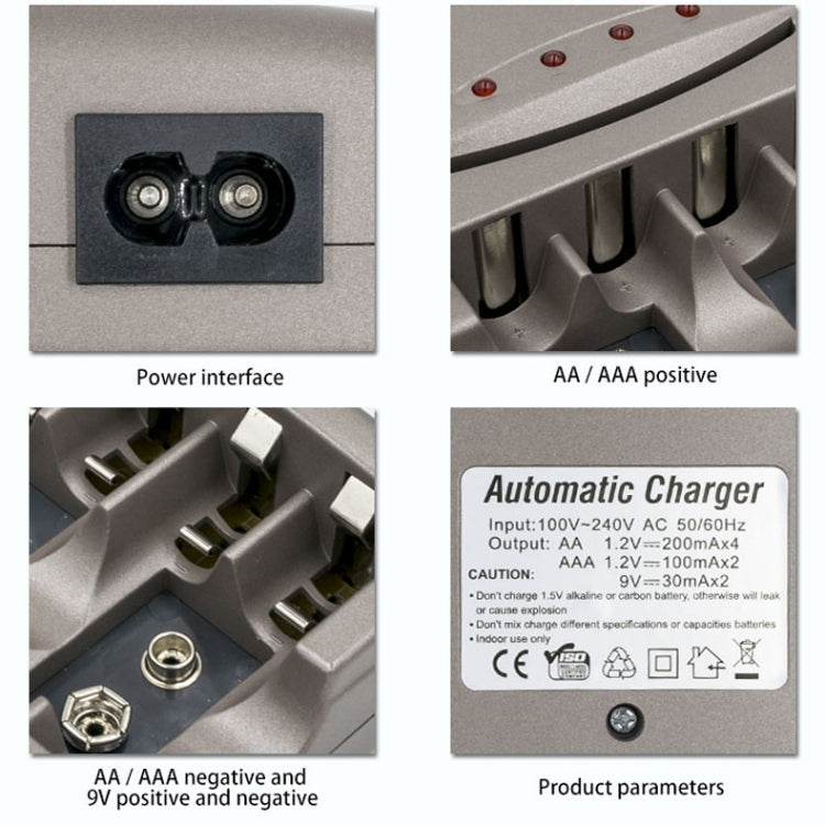 AC 100-240V 4 Slot Battery Charger for AA & AAA & 9V Ni-MH Battery, UK Plug - Consumer Electronics by buy2fix | Online Shopping UK | buy2fix