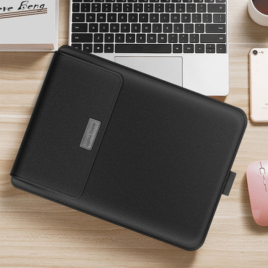 4 in 1 Universal Waterproof PU Leather Laptop Liner Bag with Handle & Stand & Pen Holder + 2 Winders + Mouse Bag + Charger Bag Set for 17 inch Laptops(Black) by buy2fix