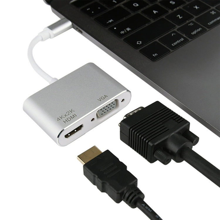 4 in 1 USB / Type-C to 4K HDMI + VGA + USB 3.0 Interface Multifunction Adapter by buy2fix