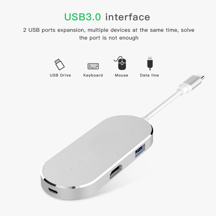 6 in 1 Hub USB-C / Type-C to USB-C / Type-C & HDMI & SD & TF & 2 USB Adapter - Audio Adapter by buy2fix | Online Shopping UK | buy2fix