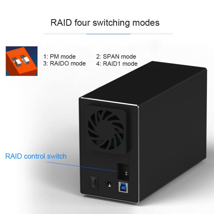 Blueendless USB-B Interface 3.5 inch 2 Bay RAID Combination Array HDD External Enclosure (US Plug) - HDD Enclosure by Blueendless | Online Shopping UK | buy2fix