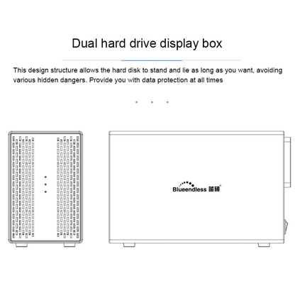 Blueendless USB-B Interface 3.5 inch 2 Bay RAID Combination Array HDD External Enclosure (US Plug) - HDD Enclosure by Blueendless | Online Shopping UK | buy2fix