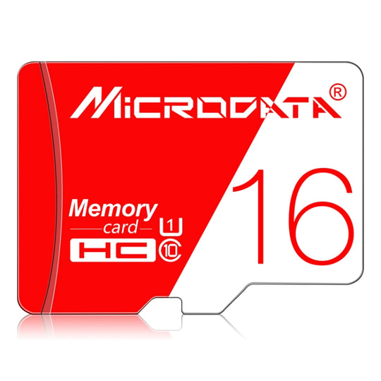 MICRODATA 16 GB Hochgeschwindigkeits-U1-TF-Speicherkarte (Micro SD) in Rot und Weiß