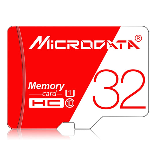 MICRODATA 32 GB Hochgeschwindigkeits-U1-TF-Speicherkarte (Micro SD) in Rot und Weiß