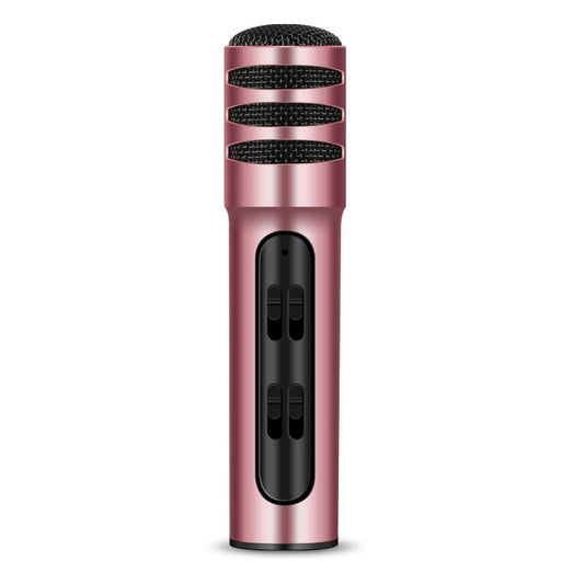 BGN-C7 Condenser Microphone Dual Mobile Phone Karaoke Live Singing Microphone Built-in Sound Card(Pink) by buy2fix