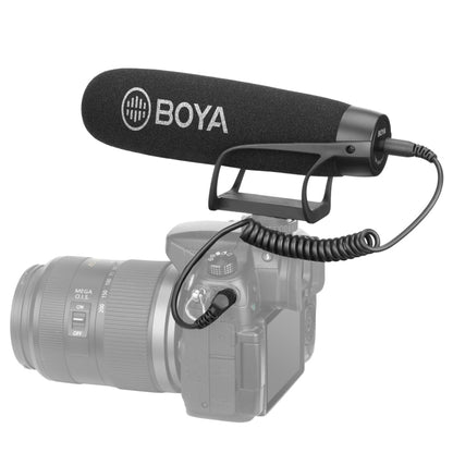 BOYA BY-BM2021 Shotgun Super-Cardioid Condenser Broadcast Microphone with Windshield for Canon / Nikon / Sony DSLR Cameras, Smartphones (Black) - Consumer Electronics by BOYA | Online Shopping UK | buy2fix