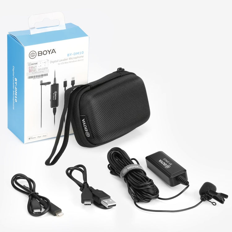 BOYA BY-DM10 USB / 8 Pin Plug Broadcast Lavalier Microphone with Windscreen, Cable Length: 6m(Black) - Consumer Electronics by BOYA | Online Shopping UK | buy2fix