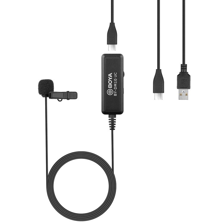 BOYA BY-DM10 UC USB-C / Type-C Plug Broadcast Lavalier Microphone with Windscreen, Cable Length: 6m (Black) - Consumer Electronics by BOYA | Online Shopping UK | buy2fix