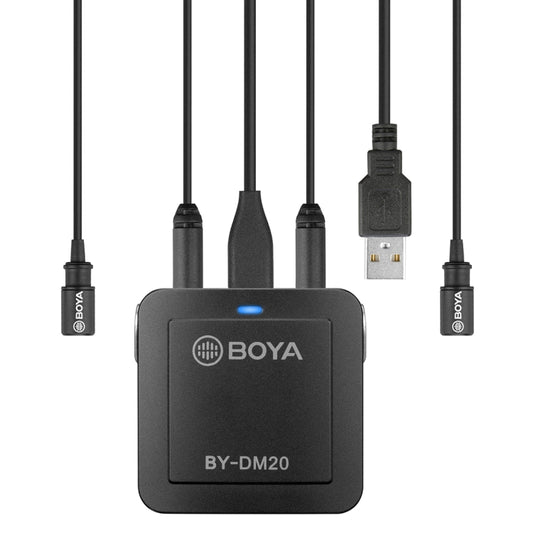 BOYA BY-DM20 Dual-Channel Recording Lavalier Microphone for iPhone / Android(Type-C) / Laptop(Black) by BOYA