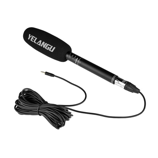 YELANGU YLG9933A MIC07 Professional Interview Condenser Video Shotgun Microphone with 6.5mm Audio Adapter & 3.5mm RXL Audio Cable(Black) by YELANGU