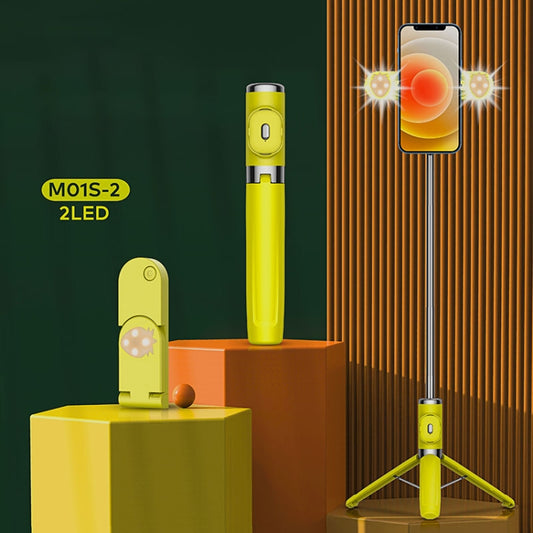 M01S Bluetooth Remote Control Dual Fill Light Tripod Selfie Stick (Yellow) by buy2fix