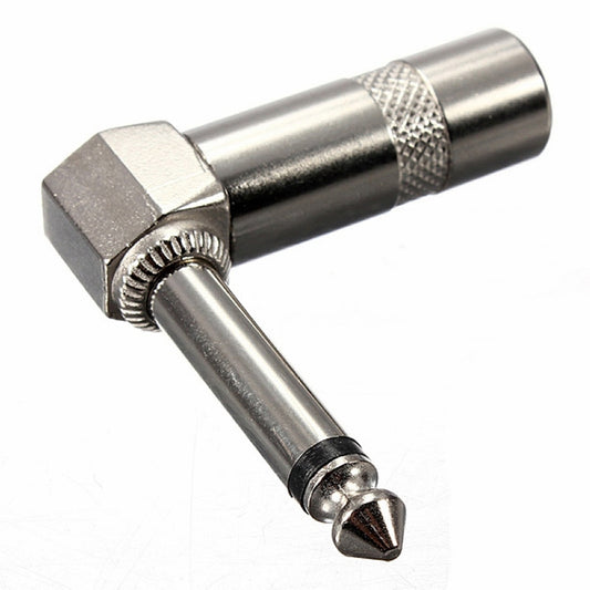1/4 Inch 6.35mm Audio Mono Plug L-shaped Right Angle Screw Jack Male Guitar Audio Connector by buy2fix