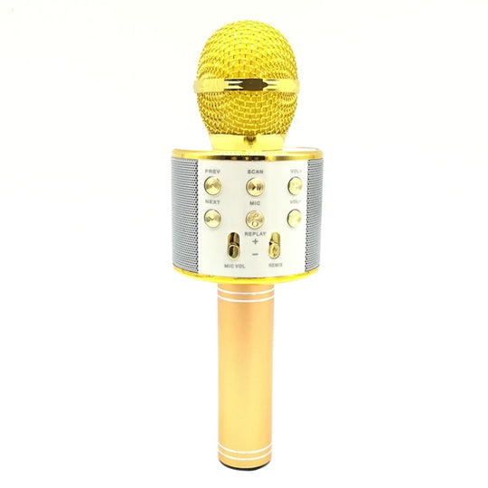 WS-858 Metal High Sound Quality Handheld KTV Karaoke Recording Bluetooth Wireless Microphone, for Notebook, PC, Speaker, Headphone, iPad, iPhone, Galaxy, Huawei, Xiaomi, LG, HTC and Other Smart Phones(Gold)