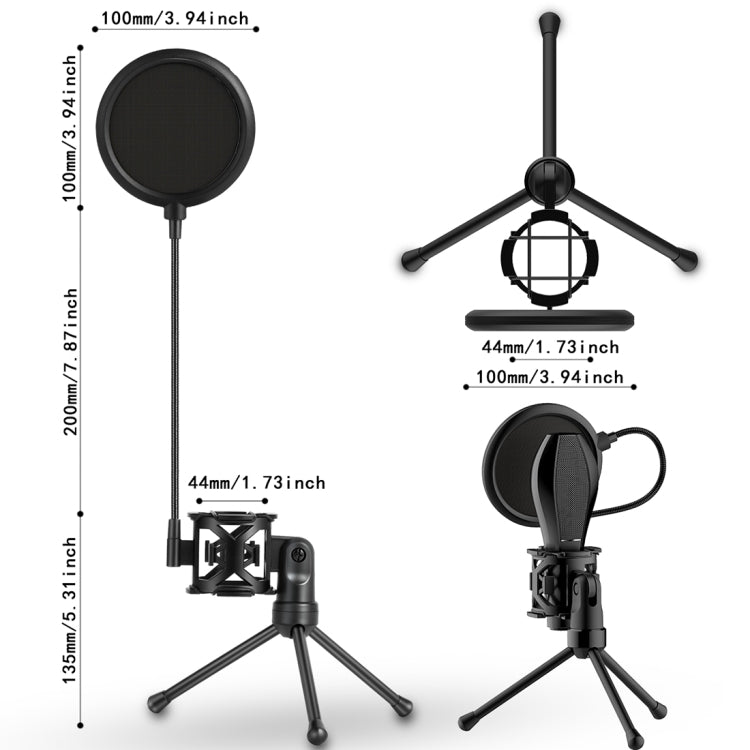 Yanmai PS-2 Recording Microphone Studio Wind Screen Pop Filter Mic Mask Shield, For Studio Recording, Live Broadcast, Live Show, KTV, Online Chat, etc(Black) - Consumer Electronics by Yanmai | Online Shopping UK | buy2fix