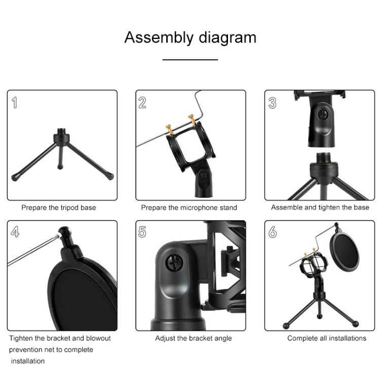 Yanmai PS-3 Mini Portable Microphone Anti-network Shockproof Desktop Stand(Black) - Stand by Yanmai | Online Shopping UK | buy2fix