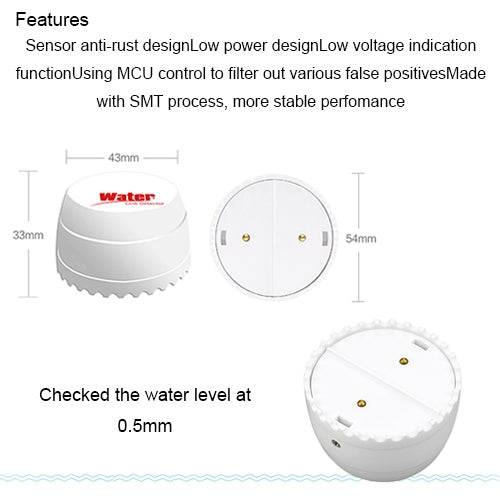 DY-SQ100B Water Leakage Detector with Two Sensors(White) - Security by buy2fix | Online Shopping UK | buy2fix