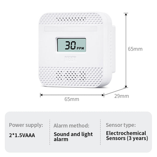XY-C610 Car Mini Digital Display Carbon Monoxide Smoke Detector Alarm without Battery by buy2fix