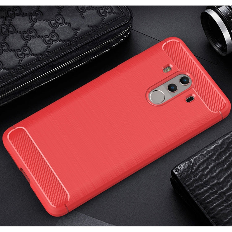 For Huawei  Mate 10 Pro Brushed Texture Carbon Fiber Shockproof TPU Rugged Armor Protective Case (Red) - Mobile Accessories by buy2fix | Online Shopping UK | buy2fix