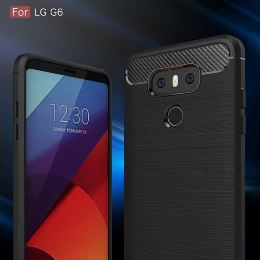 For LG G6 Brushed Carbon Fiber Texture Shockproof TPU Protective Cover Case(Black) by buy2fix
