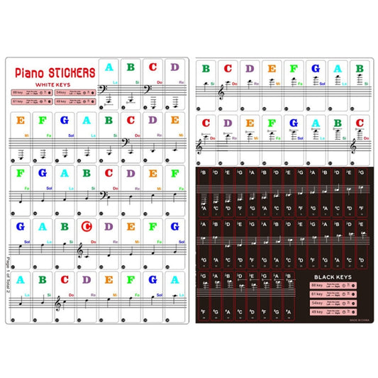 2 PCS 88 / 61 / 54 / 49 Keys Piano Electronic Organ Keyboard Hand Roll Piano Notation Musical Scale Transparent Sticker by buy2fix
