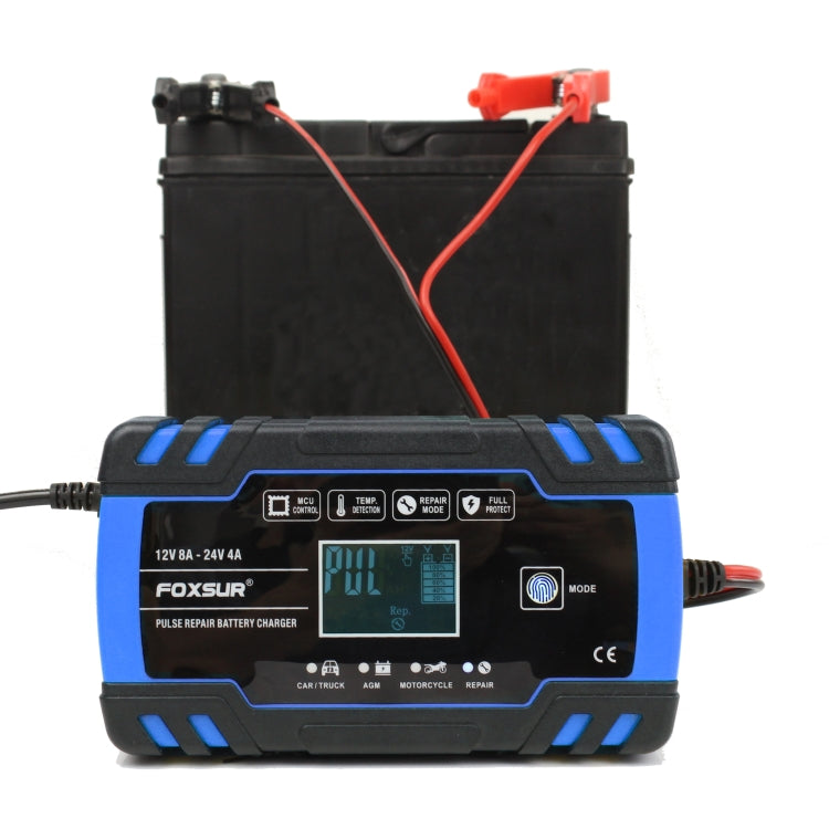 FOXSUR 12V-24V Car Motorcycle Truck Repair Battery Charger AGM Charger, EU Plug (Blue) - In Car by FOXSUR | Online Shopping UK | buy2fix