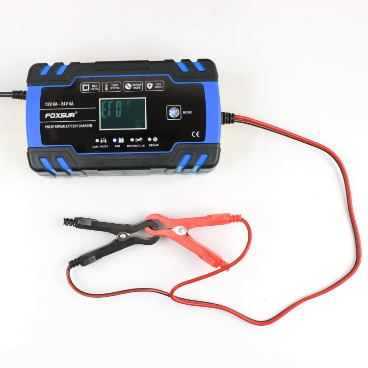 FOXSUR 12V-24V Car Motorcycle Truck Repair Battery Charger AGM Charger, EU Plug (Blue) - In Car by FOXSUR | Online Shopping UK | buy2fix