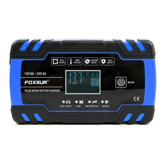 FOXSUR 12V-24V Car Motorcycle Truck Repair Battery Charger AGM Charger, UK Plug (Blue) by FOXSUR