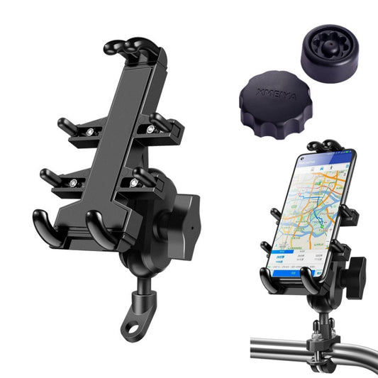 Tilt Rearview Mirror Screw Hole Ball-Head Motorcycle Multi-function Eight-jaw Aluminum Phone Navigation Holder Bracket with Anti-theft Knobs by buy2fix