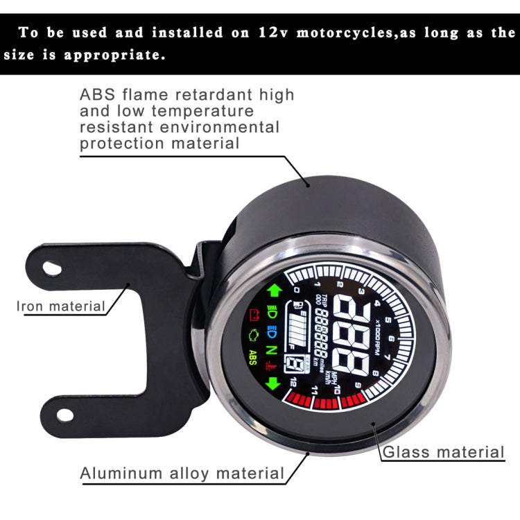 Universal Motorcycle Modified Multi-functional LED Digital Meter Indicator Light Tachometer Odometer Speedometer Oil Meter - Others by buy2fix | Online Shopping UK | buy2fix