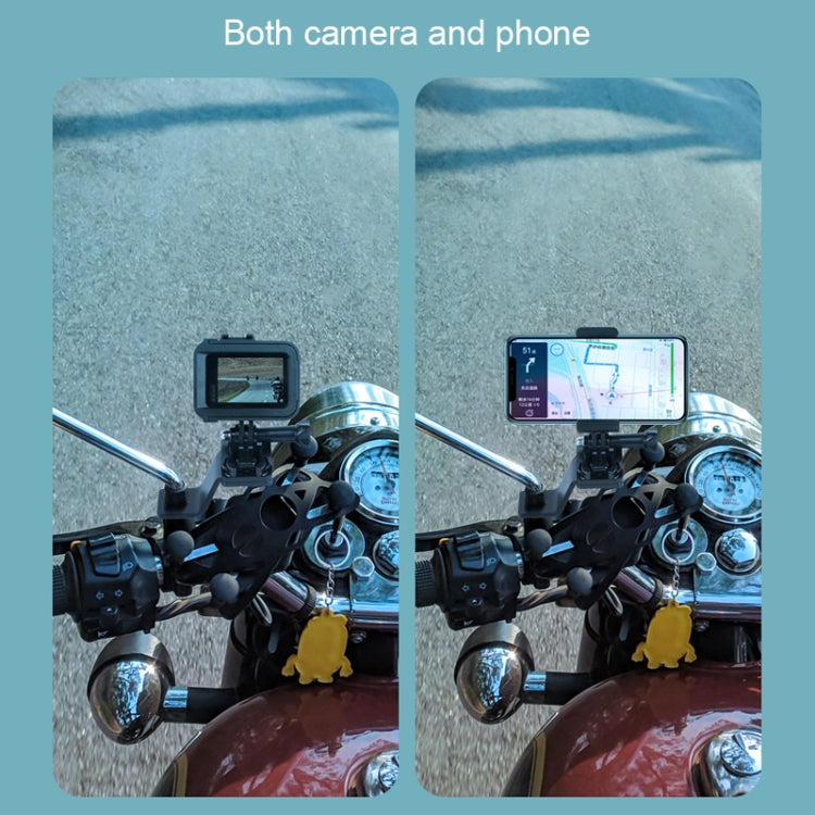 RUIGPRO Motorcycle Handlebar Alloy Phone Bracket for GoPro HERO9 Black / HERO8 Black /7 /6 /5, Insta360 One R, DJI Osmo Action, Xiaoyi Sport Cameras(Black) - DJI & GoPro Accessories by buy2fix | Online Shopping UK | buy2fix