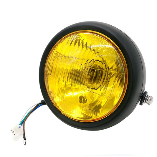 5.75 inch Motorcycle Black Shell Retro Lamp LED Headlight Modification Accessories for CG125 / GN125(Yellow) by buy2fix